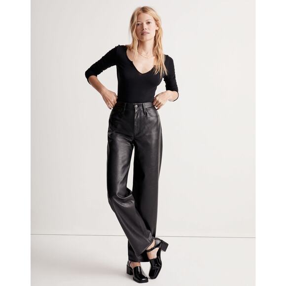 Madewell The Perfect Vintage Wideleg Pant Faux Leather Edition - 23 - Picture 5 of 5